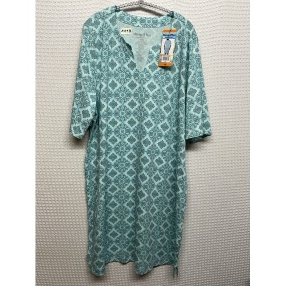 NWT Hang Ten UPF 50+ Blue Aqua Medallion Midi Sun Dress Women 2XL China
